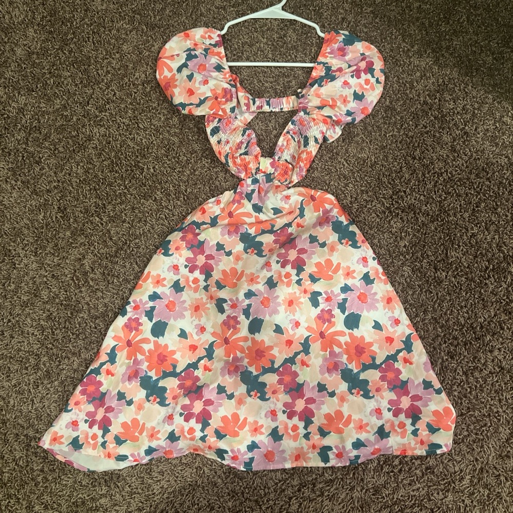 Floral Kids Dress with Puff Sleeves